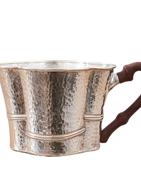 纯银时代仿竹节手工纯银品茗杯