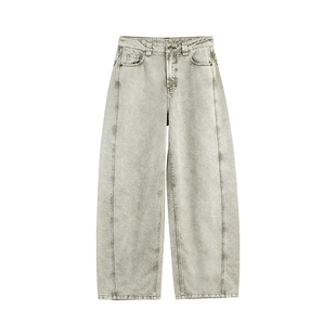 【商场同款】X--MOOM2026春季新款洗水全棉宽松脏脏牛仔长裤女