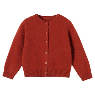 允儿妈女童冬季纯绵羊毛简约针织开衫宝宝秋冬毛衣外套儿童上衣潮