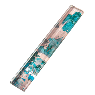 梅林笔庄水晶玻璃镇纸镇尺书法专用高颜值琉璃镇纸尺文房四宝摆件压纸压书神器创意笔搁毛笔架压条书法镇尺