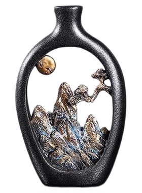 新中式花瓶摆件山水复古装饰品桌面餐桌花瓶乔迁送礼家居玄关摆件