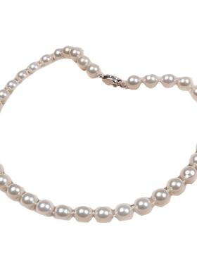 旗袍珍珠项链淡水白透粉锁骨极光