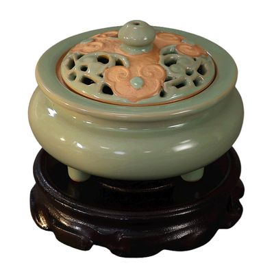 陶瓷盘香炉中式如意室内香薰炉