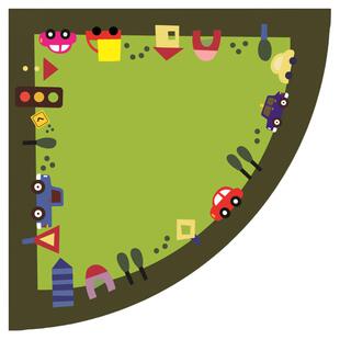 幼儿园地毯扇形图书角阅读区地垫墙角扇形卡通游戏垫定制logo地毯