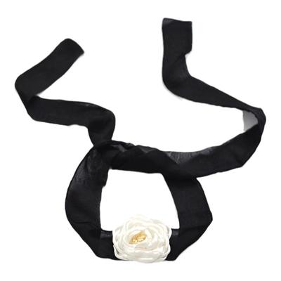 窄丝巾长条真丝短款手工花朵腰带