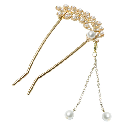 高级感珍珠水钻U型发簪女2024新