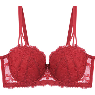 EMMAROSE本命年套装属马女红色大码内衣大胸显小结婚新娘聚拢文胸