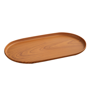 木纹椭圆塑料托盘家用餐盘放水杯饰品托盘下午茶咖啡厅甜品点心盘