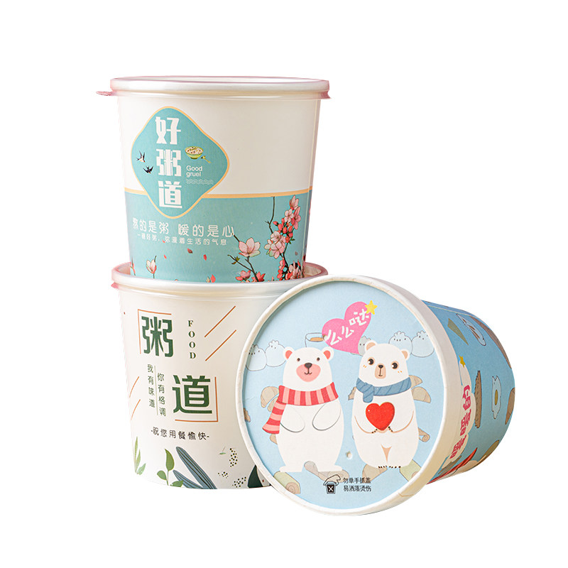 圆形牛皮纸粥桶粥杯外卖打包盒