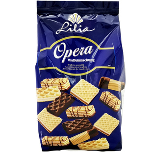 德国进口莱亚精选混装巧克力威化华夫曲奇饼干休闲零食品袋装400g