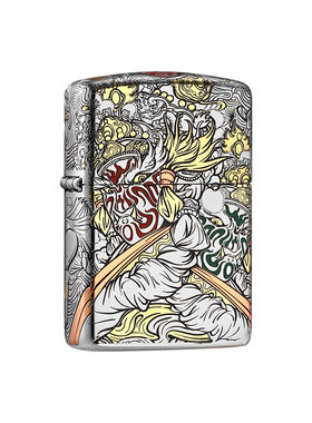 zippo打火机盔甲错金银官将首