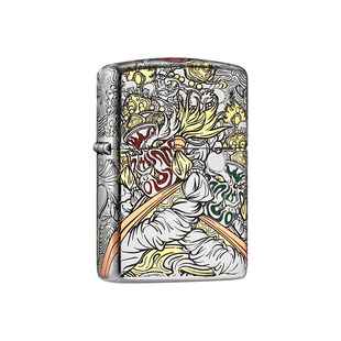 zippo打火机官将首盔甲错金银填漆官方正品煤油防风男士收藏礼物