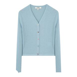 【100%棉】Eland衣恋微宽松V领针织开衫显瘦毛针织衫女夏