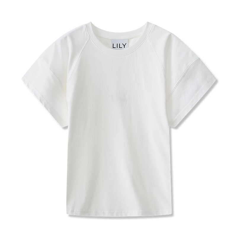 LILY通勤百搭纯色圆领简约短袖