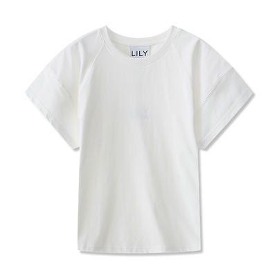 LILY通勤百搭纯色圆领简约短袖