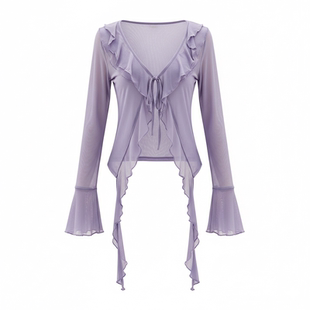 3143古典舞服装练功纱衣女飘逸中国身韵上衣仙气跳舞紫色成人新款