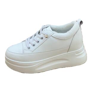 小个子内增高小白鞋女鞋2025新款秋冬爆款加绒真皮板鞋运动休闲鞋