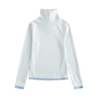 riverstone plus毛茸茸高领条纹长袖T恤女冬季百搭加厚打底衫上衣