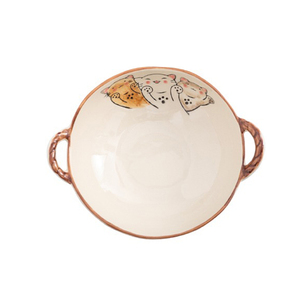 不规则双耳碗陶瓷日式手柄汤碗家用水果沙拉螺蛳粉大碗可爱面碗