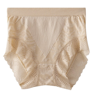 有致内裤女真丝底裆中腰舒适无缝一体竹浆纤维提花女士蕾丝三角裤