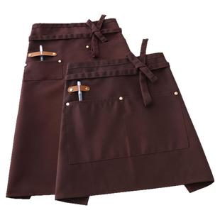 服务员半身围裙短款奶茶咖啡店男女士定制logo快餐火锅店半截围裙