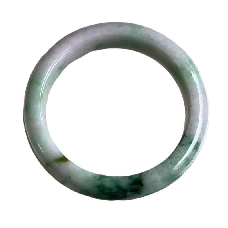 缅甸A货翡翠手镯绿色飘花56mm