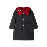 OPCP儿童双面羊毛大衣秋冬新款女童呢子外套中大童正反两穿中长款