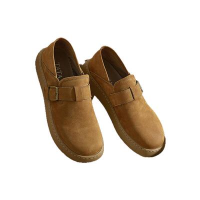 他她复古真皮勃肯鞋软底通勤