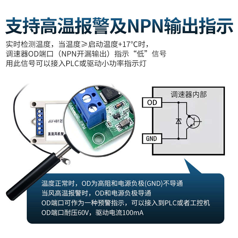 12V散热风扇温控调速24V广告机电信机箱机柜48V风机智能变速模块