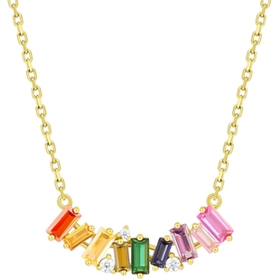 潮宏基玩色彩虹糖银项链s925银送女友套链锁骨链多彩甜美生日礼物
