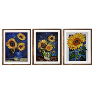 铜师傅 手工錾刻 铜雕画《金葵呈祥》向日葵书房办公室装饰画