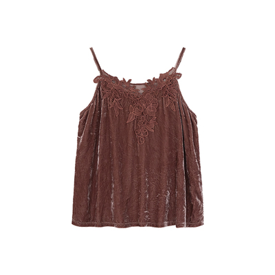 安妮森林100真丝优雅丝绒吊带女