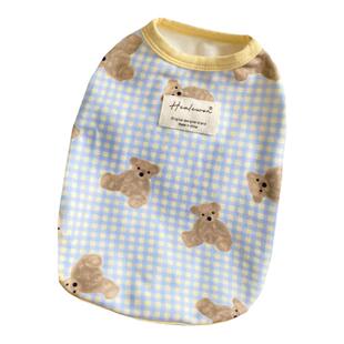 HC宠物狗狗猫咪衣服可爱ins风蓝色小熊空调背心家居服防掉毛春夏