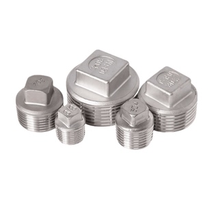 304不锈钢外丝堵头外螺纹四角头塞头堵板内接316L闷头4分水管封头