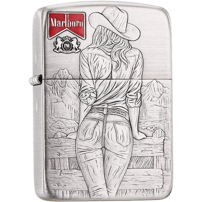 zippo正品打火机牛仔女郎