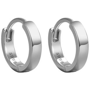 卡伦图通体999纯银耳环男实心耳圈素圈耳扣女高级感耳饰2026新款