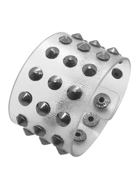 黑色扁平圆锥伞形软塑料朋克手链