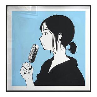 Backside works卡通版画女孩卧室书房书桌挂画动漫装饰画工作室