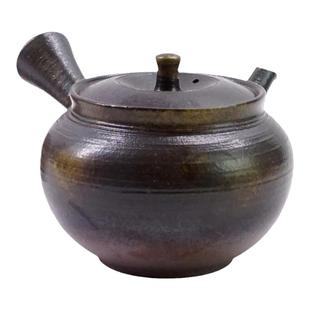 常滑烧无形文化财 清水源二 老北条窑变侧把日式泡茶手工茶壶