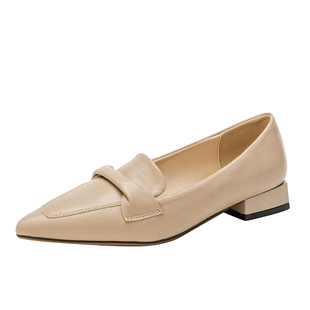 2026春夏新款法式百搭复古低跟通勤单鞋女温柔浅口软底尖头乐福鞋