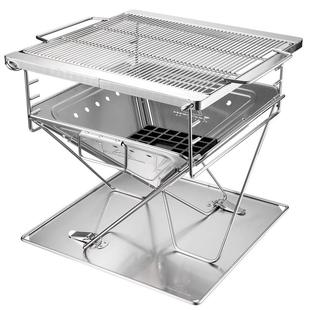 柯曼大号焚火台木柴篝火烧烤炉二合一不锈钢折叠木炭烤肉炉烧烤架