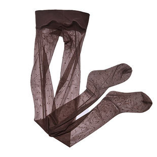 3D超薄高透无缝波点黑丝袜女性感512针高密丝滑油亮免脱连裤袜夏