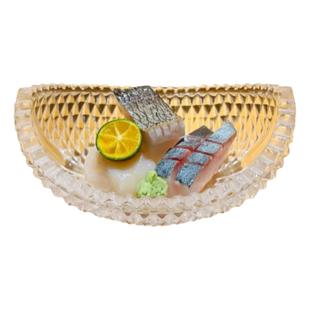 会席料理板前位上玻璃刺身碗小吃甜品前菜珍味盅船形海胆碗寿司碟