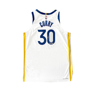 库里亲笔签名七冠球员版勇士队球衣 USASM+贝克特双认证 带外框