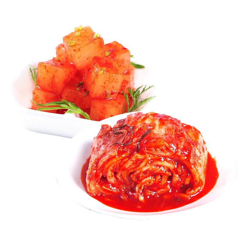 三口一品辣白菜泡菜韩国延边萝卜块酸辣甜口延边朝鲜韩式下饭小菜