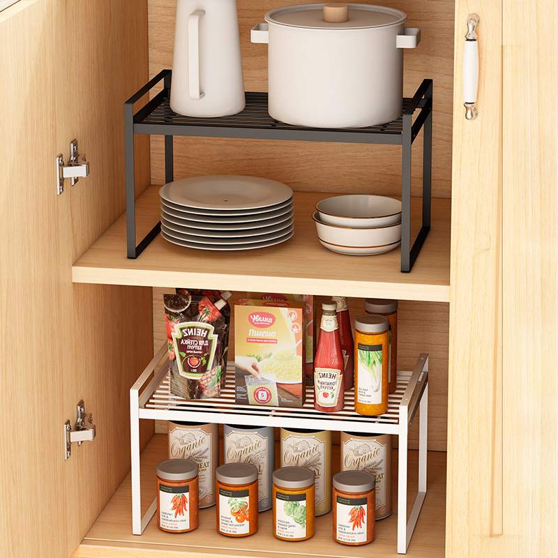 厨房分层置物架橱柜分隔落地碗碟架调料双层沥水收纳架叠加桌面