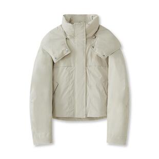 【商场同款】LILY冬新款女装防风连帽立领鸭绒羽绒服外套短款