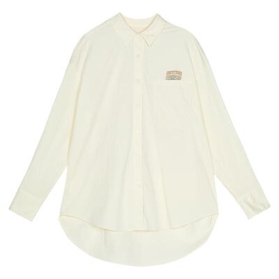 谜底休闲大衬衫女士2025春新品简约时尚微落肩宽松衬衣251MC0131