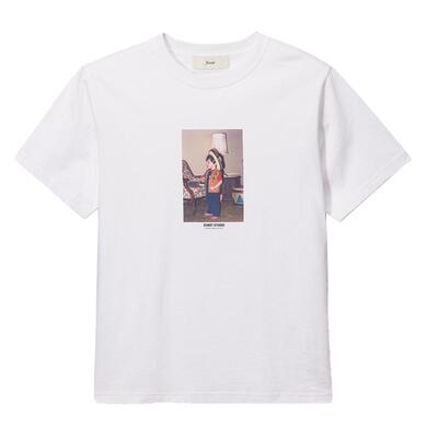 Dunst夏季中性复古童年照片印花纯棉宽松圆领T恤上衣UDTS5B132