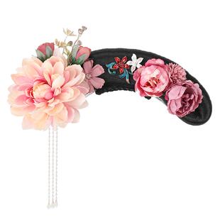 儿童格格旗头发饰古装假发清朝宫廷头饰古风满族发型可爱女童燕尾